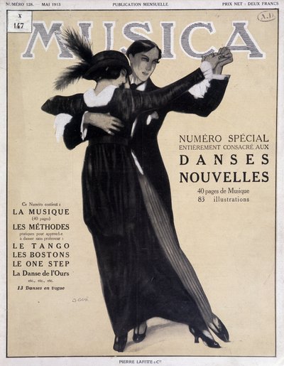 Numero special dances nouvelles (tangót táncoló pár) – Francisco Javier Gose (1876-1915) illusztrációja: „” Musica””, 1913. május alkotó: Francesc Xavier Gosé