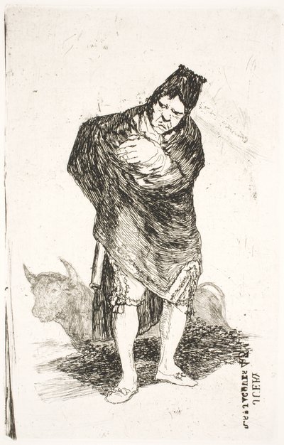 Andalúz csempész, bikával alkotó: Francisco de Goya