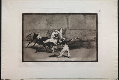 Bikaviadalok: Egy mór, akit egy bika fogott el a ringben, 1876. alkotó: Francisco de Goya