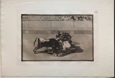 Bikaviadalok: A Picador nincs ló nélkül, és a bika alá esik alkotó: Francisco de Goya