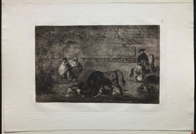 Bikaviadalok: A bikán elengedett kutya, 1876. alkotó: Francisco de Goya