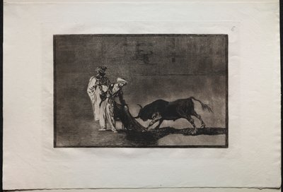 Bikaviadalok: A mórok másképp játszanak a ringben, hívják a bikát az égőkkel alkotó: Francisco de Goya
