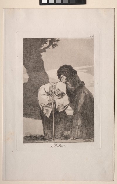 Caprichos: Csitt! alkotó: Francisco de Goya
