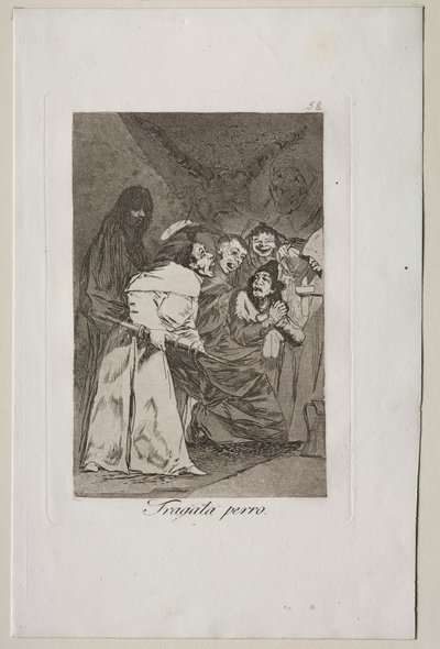 Caprichos: Nyeld le, kutya! alkotó: Francisco de Goya