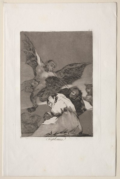 Caprichos: Mesehordozók - Szélfújások alkotó: Francisco de Goya