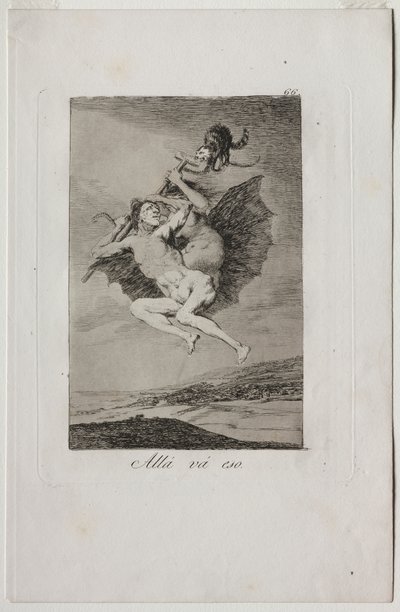 Caprichos: Ott megy. alkotó: Francisco de Goya