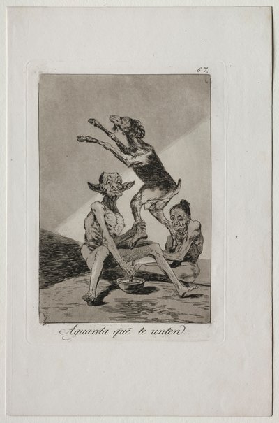Caprichos: Várj, amíg felkennek. alkotó: Francisco de Goya