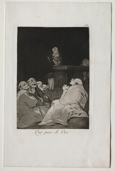 Caprichos: Micsoda aranycsőr!. alkotó: Francisco de Goya