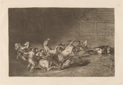 Két Picador csapatot dobott egymás után egyetlen bika alkotó: Francisco de Goya