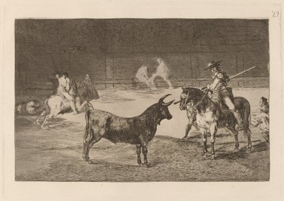 Az ünnepelt Fernando del Toro, barilarguero, rúdjával kényszeríti a fenevadat (Az ünnepelt Picador, Fernando del Toro, ráhúzza a vadállatot a pikéjével) alkotó: Francisco de Goya
