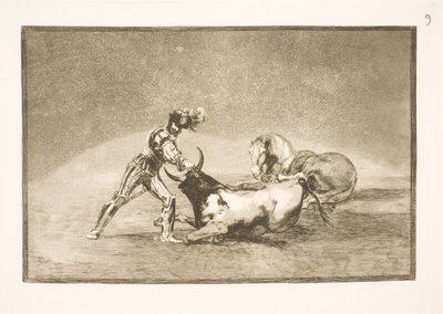 Egy spanyol lovas megöli a bikát, miután elvesztette a lovát alkotó: Francisco de Goya