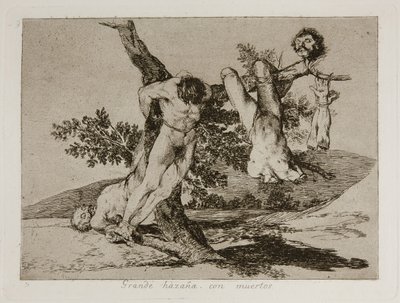 Grande hazaña! Con muertos! Hősi bravúr! Halottakkal! 39. tábla a The Disasters of War Los-ból alkotó: Francisco de Goya