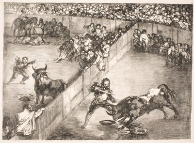"La Division de la Place" [Bikaviadal a megosztott arénában] alkotó: Francisco de Goya