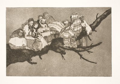 Nevetséges ostobaság (Sétálni az ágak között / beszéd a kalapon) alkotó: Francisco de Goya
