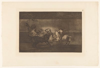 Bika szarvára feszített ember Mort de Pepe Illo Bikaviadalok (sorozat címe) La Taureaumachie (sorozat címe) La Tauromaquia (sorozat címe) alkotó: Francisco de Goya