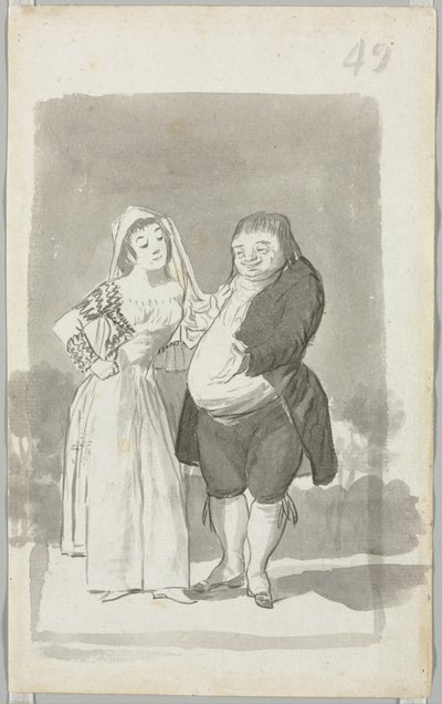 Prostituált, aki egy kövér, csúnya férfit keres (recto) alkotó: Francisco de Goya