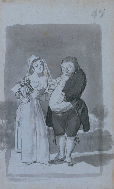 Kövért kérő prostituált, Csúnya férfi recto, 1796-97. alkotó: Francisco de Goya