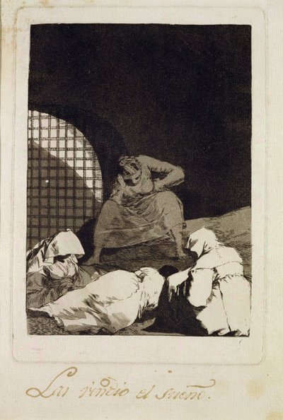 Az alvás legyőzi őket, a „Los caprichos” 34. lemeze, 1799 (rézkarc) alkotó: Francisco de Goya