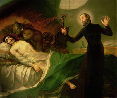 Borgia Szent Ferenc (1510-72) Egy haldokló, bűnbánat segítése, 1795 alkotó: Francisco de Goya