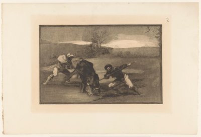 Bikavadászat gyalog Otro modo de cazar á pie Bikaviadalok (sorozat címe) La Taureaumachie (sorozat címe) La Tauromaquia (sorozat címe) alkotó: Francisco de Goya