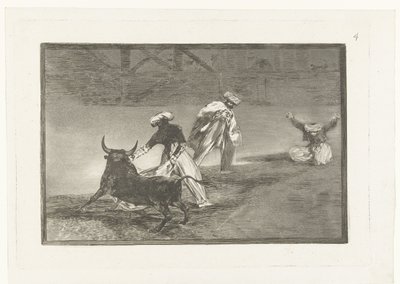 Bikaviadorok egy arénában Capean otro encerrado Bikaviadal (sorozat címe) La Tauromaquia (sorozat címe) alkotó: Francisco de Goya