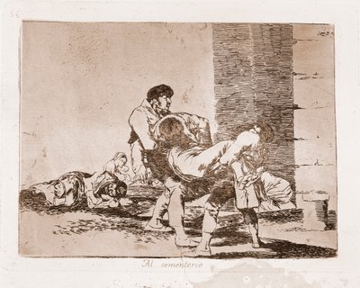 A háború katasztrófái : A temetőben (metszet az előkészítő rajz után alkotó: Francisco de Goya
