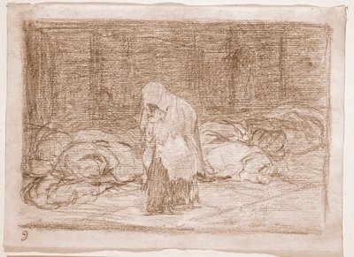 A háború katasztrófái: Halotti ágyak (előkészítő rajz alkotó: Francisco de Goya