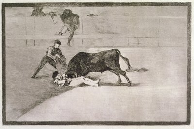 Pepe Hillo (Jose Delgado) szerencsétlen halála a madridi Ringben 1801. május 11-én, „A bikaviadal művészete” 33. lemeze, kocsma. 1816 alkotó: Francisco de Goya