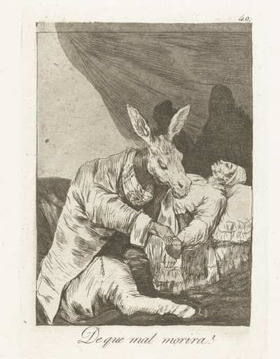 Mibe fog meghalni? A que mal morira? (cím a tárgyon) Los Caprichos (sorozat címe) alkotó: Francisco de Goya