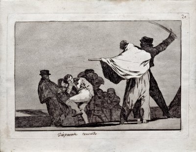 A jól ismert Folly a Los Disparates Follies, 1815-1819 című sorozatból alkotó: Francisco de Goya