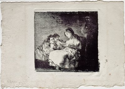 Két gyermeknek olvasó nő La lectura, 1819-1825 alkotó: Francisco de Goya