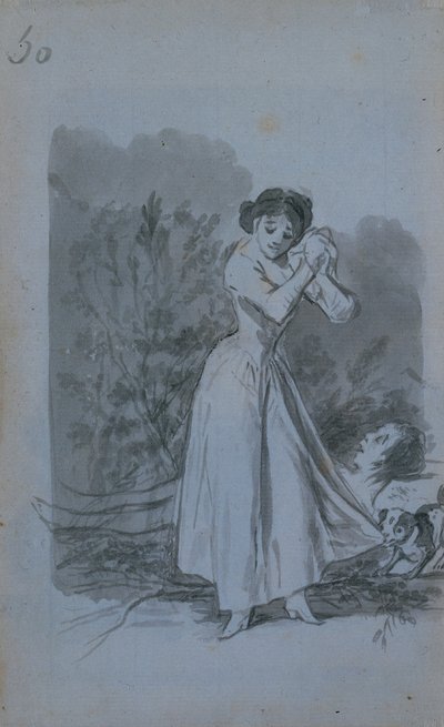 Fiatal nő csavarja a kezét egy férfi meztelen teste fölött, 1796-97. alkotó: Francisco de Goya