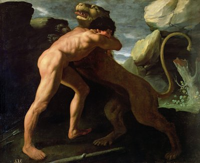 Herkules harcban a nemeai oroszlánnal alkotó: Francisco de Zurbaran