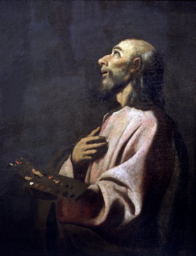 Szent Lukács mint festő Krisztus előtt a kereszten,17. század (olajfestmény) alkotó: Francisco de Zurbaran