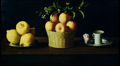 Csendélet citrommal, naranccsal és rózsával alkotó: Francisco de Zurbaran