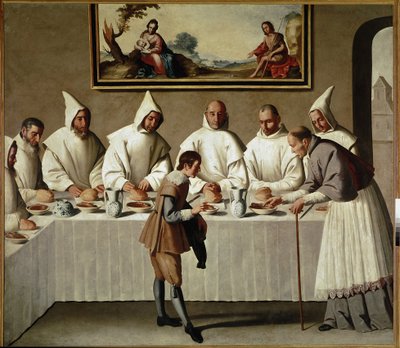 Szent Hugó csodája a karthauziak refektóriumában (olaj, vászon alkotó: Francisco de Zurbaran