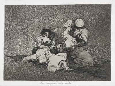 A nők bátorságot adnak (Las mugeres dan valor) A háború katasztrófái című sorozatból (Los Desastres d ... alkotó: Francisco de Goya