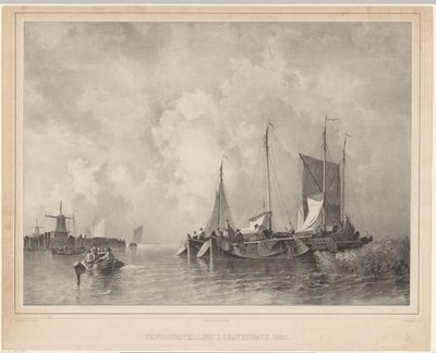 Kikötő csónakokkal Hágai ​​kiállítás 1845 (cím a tárgyon) alkotó: Franciscus Bernardus Waanders