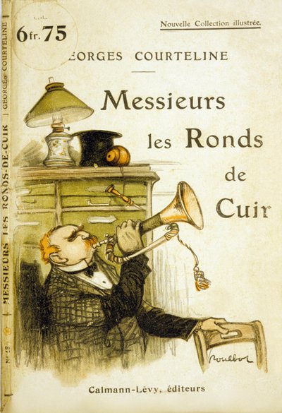 Georges Courteline "Gentlemen leather circles" borítója, 1908 körül (színes litó) alkotó: Francisque Poulbot