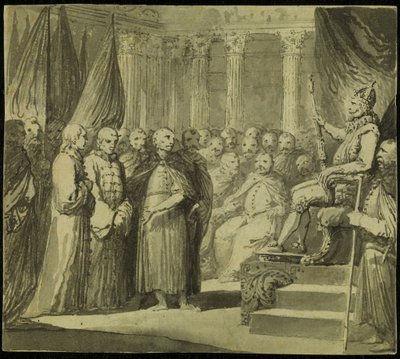 IV. Vaszilij Ivanovics Shuisky cár III. Zsigmond király előtt Vasa, XVIII. század vége. alkotó: Franciszek Smuglewicz