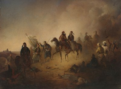 Markos Botsaris a karpenisi csatában, 1823. augusztus 8-án, 1852. alkotó: Franciszek Tomasz Tepa