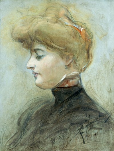 Egy szőke nő feje, 1895 körül alkotó: Franciszek Zmurko