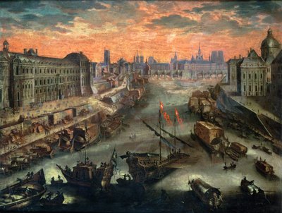 Kilátás Párizsra a Pont Royalról alkotó: Franco-Flemish School