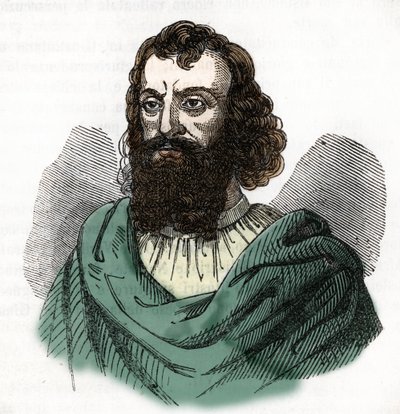I. Justinianus császár (482-565) portréja (I. Justinianus) rajza Franco Mistrali „I misteri del vaticano” című művéből, 1843 alkotó: Franco Mistrali