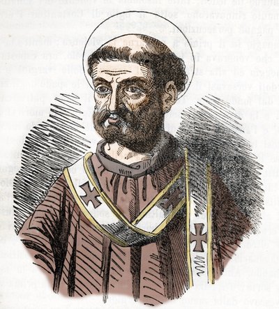 Libere (Liberius) pápa (352-366) portréja, metszet az „I misteri del vaticano”-ból, Franco Mistrali 1843-ból alkotó: Franco Mistrali