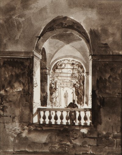 Alak az erkélyen alkotó: Francois-Marius Granet