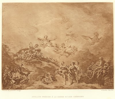 Apollon vezeti a táncot és a dalokat (metszet) alkotó: Francois (after) Boucher