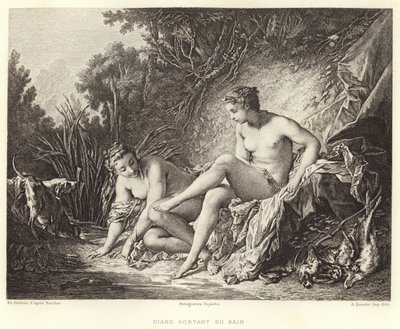 Diane elhagyja a fürdőt (metszet) alkotó: Francois (after) Boucher