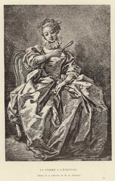 A nő legyezővel alkotó: Francois (after) Boucher