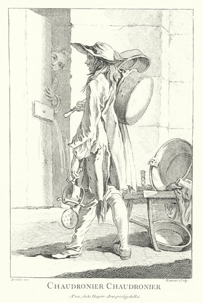 Fazék és serpenyő eladó (metszet) alkotó: Francois (after) Boucher